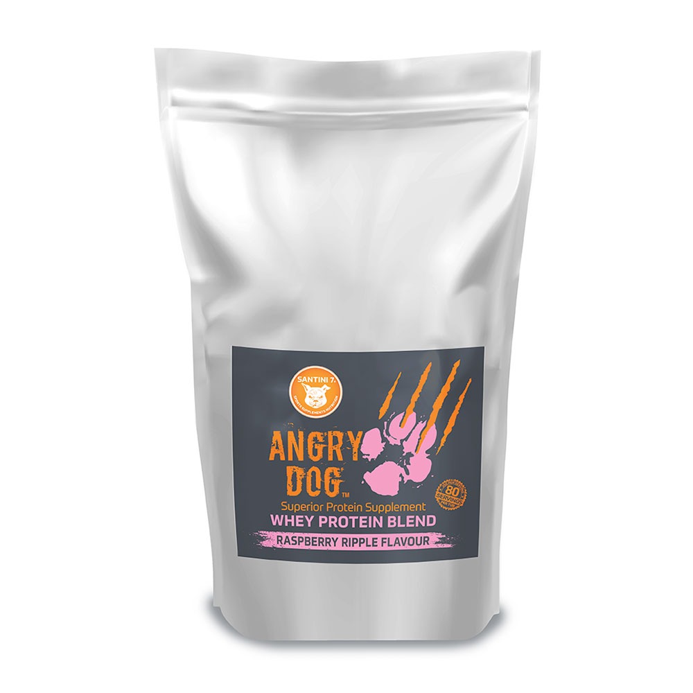 angry dog raspberry ripple whey protein 2kg front