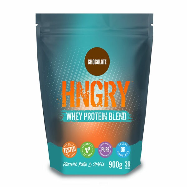 hngry chocolate whey protein front 900g