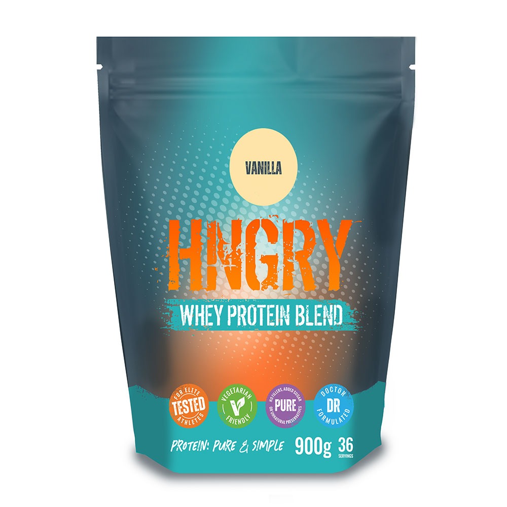 hngry vanilla whey protein front 900g