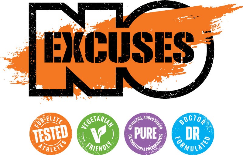 no excuses - tested for elite athletes, vegetarian friendly, pure protein, doctor formulated